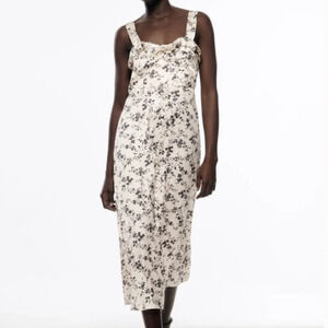 Zara Satin Floral Midi Dress